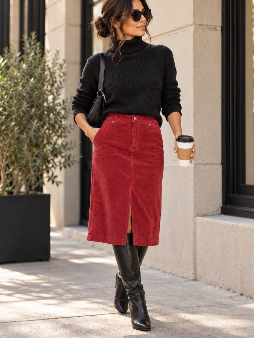 Vintage 2000 GAP Red Suede Leather Skirt Y2K Size 4